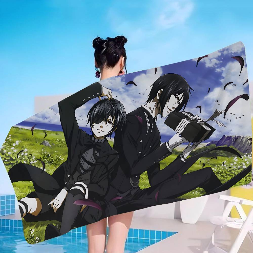 Manga Series Black Butlers Anime Beach Swimming Towel Soft Absorbent Washcloth Children's Gifts for Kids Travel Camping Gym
