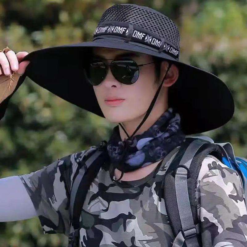 Summer Large Sun Hat for Men Women Breathable Fishing Cap UV Protection Mesh Fisherman Hat Hiking Outdoor Beach Cap