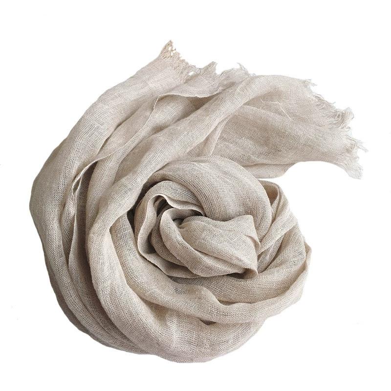 100% Natural Linen Scarf Hijab Woman/Man Summer Foulard Shawls Retro Large Size Women Scarves With Tassels