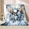 1PC Skeleton Angel Flowers Print Blanket Warm Soft Fluffy Kids Adult Luxury Gifts for Sofa Bed Home Outdoor Travel Camping