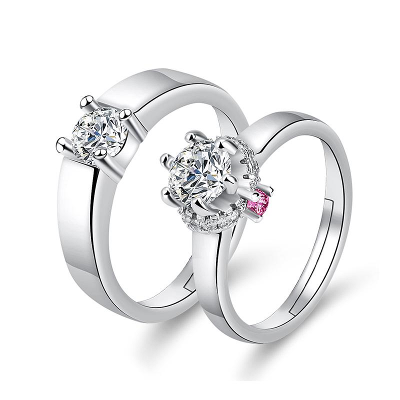 Classic Couple Rings For Men Women CZ Stone Trendy Wedding Lovers' Ring Jewelry Romantic Valentine's Day Present Ring Accessory