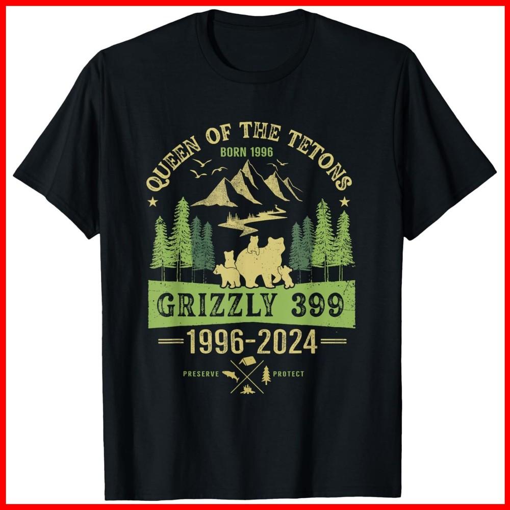 Queen Of The Tetons Grizzly 399 National Park 1996-2024 Black Cotton T-Shirt Unisex T-Shirt L