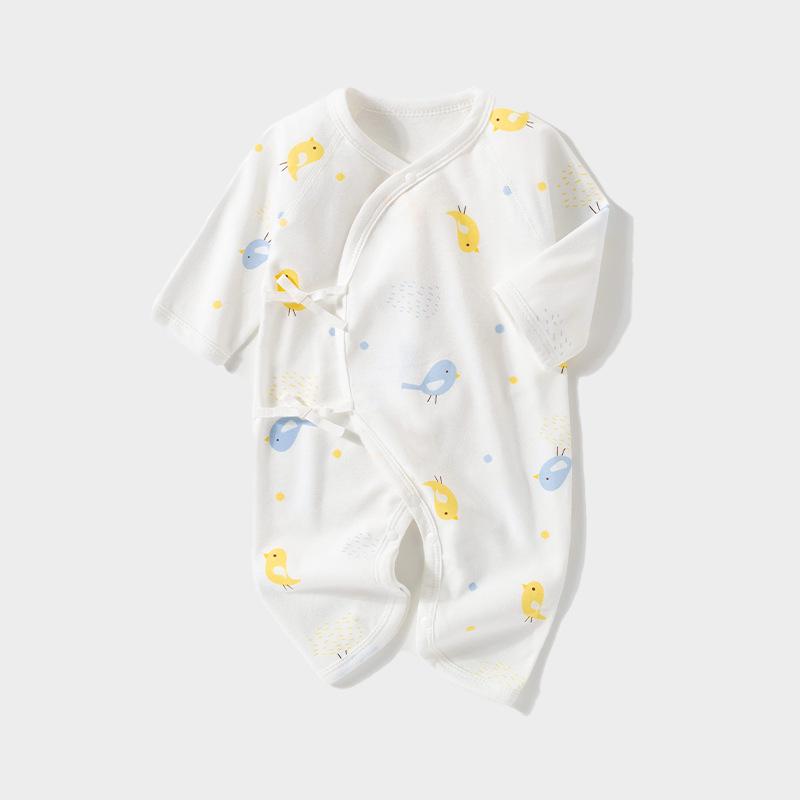 Newborn Pure Cotton Butterfly Bodysuit: Four Seasons Tie-Up, Boneless Design Jumpsuit