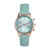 ZooooM Analog Quartz Watch Mint Green Round Face Faux Leather Strap Chronograph Casual Business Formal