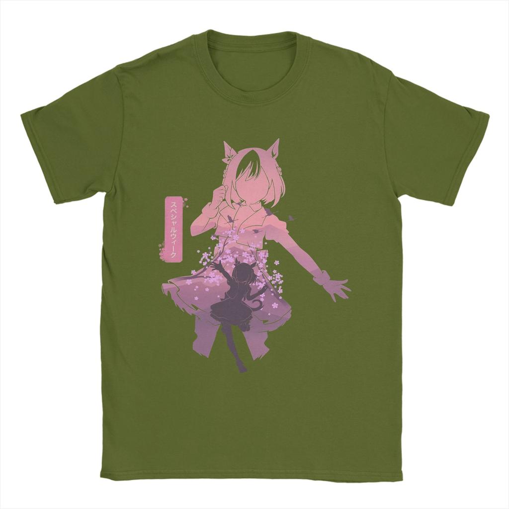 Funny Special Week Uma Musume Anime TShirt for Unisex Round Neck Cotton T Shirt  Short Sleeve Tees Classic Clothes