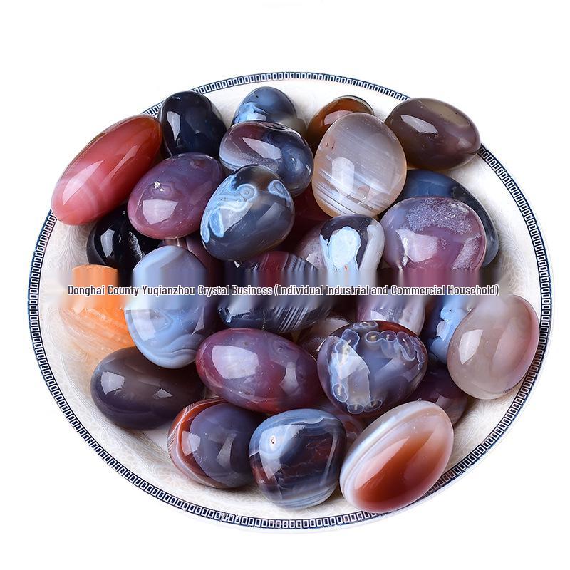 Polished Non-Red Agate Oval Stones for Fish Tank and Home Decor