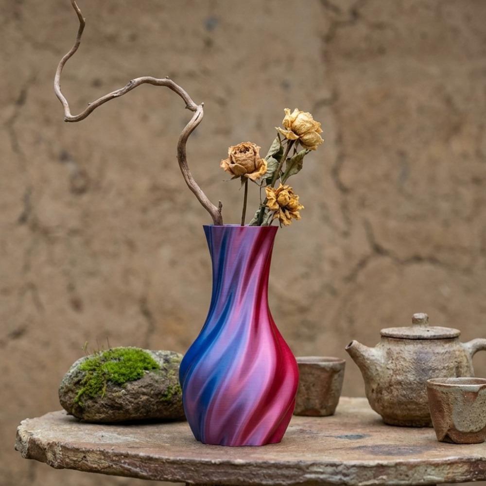 Twisted Design Modern Twisted Flower Bottle Gradient Color Plant Pot Office Tabletop Ornaments