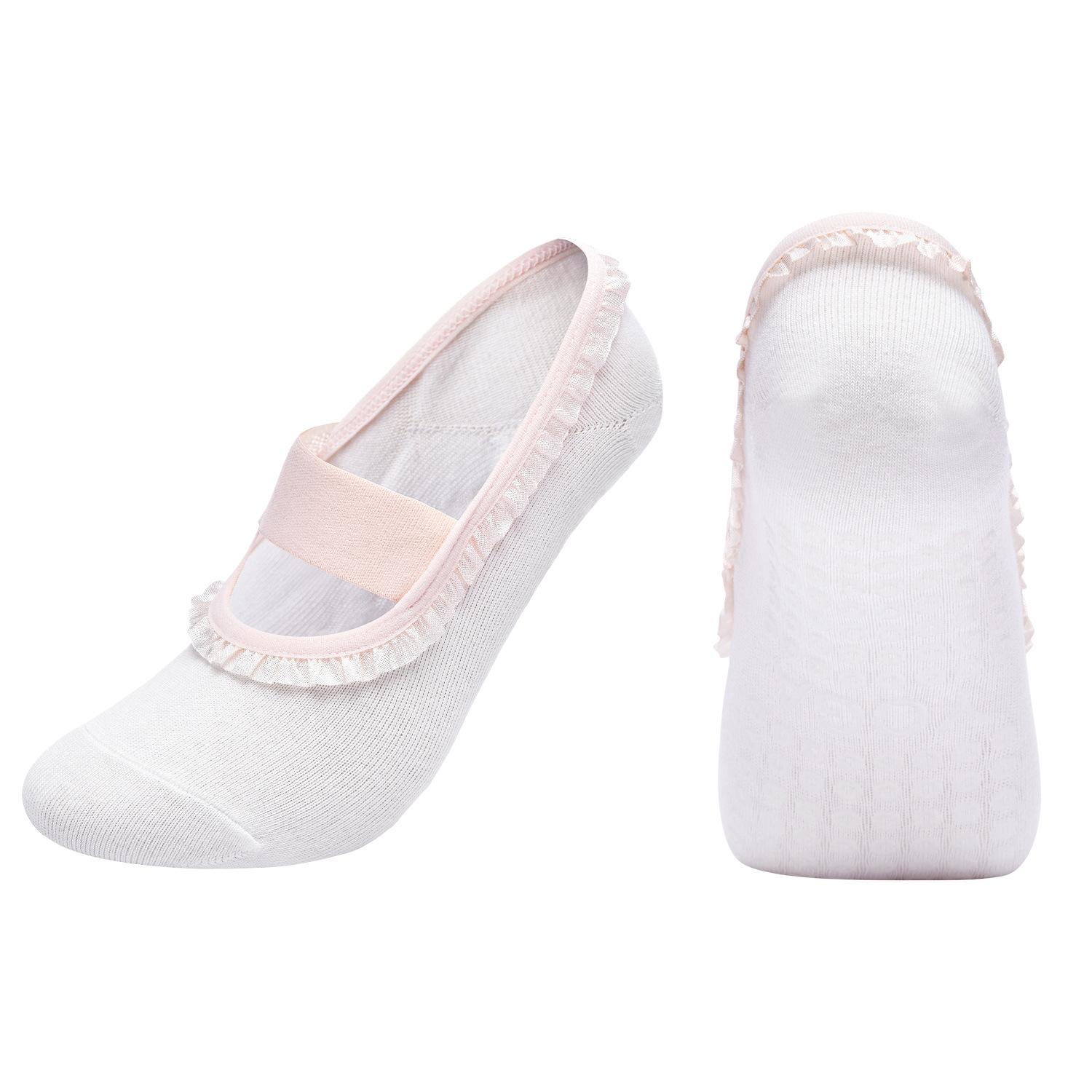 

Fashion Cross Tied Yoga Socks Women Combed Cotton Lace Dance Fitness Socks Pilates Socks for Women One Size