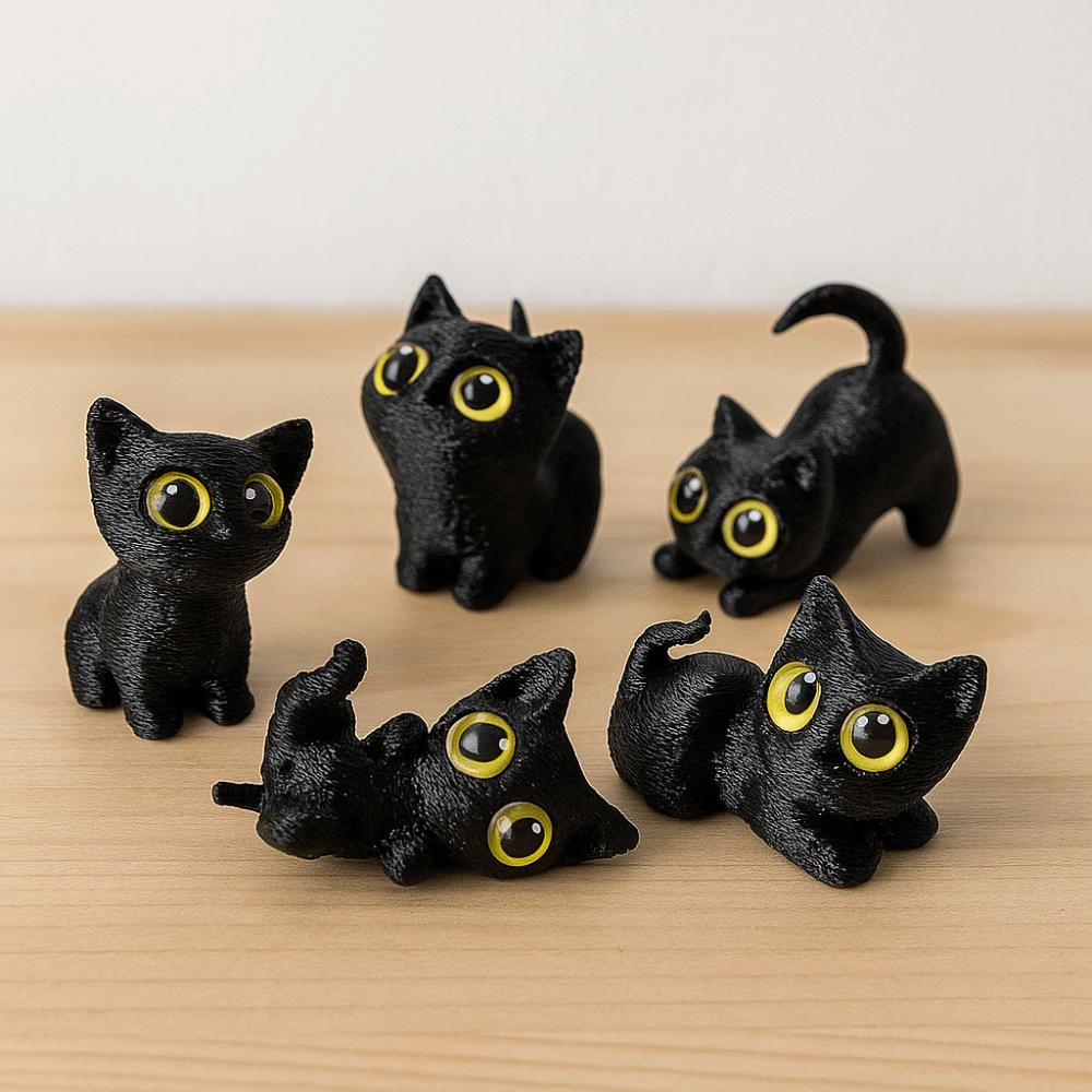 Handicraft Halloween Cat Anime Figure PLA Kitten Micro Landscape Crafts  Children Girls Boys