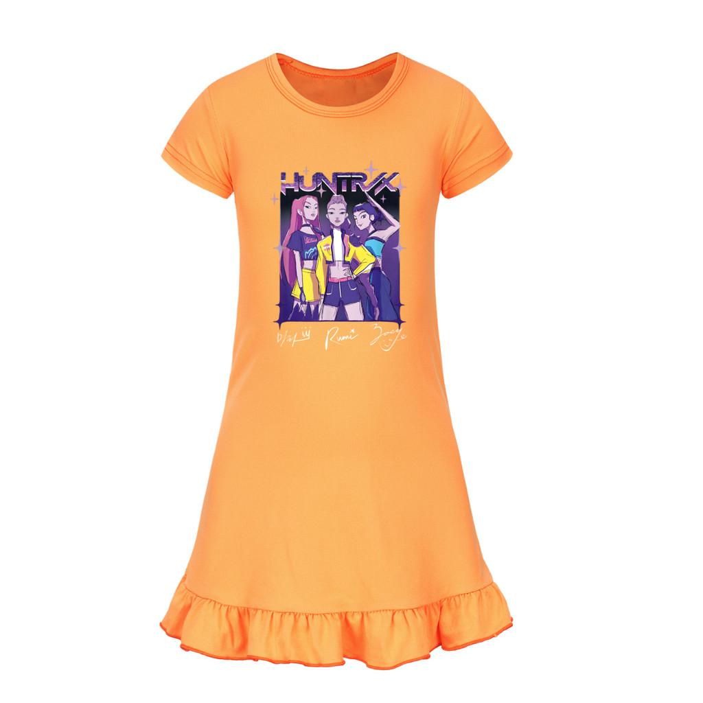 5022 Kids Girls Mira Zoey Rumi Printed Ruffle Short Sleeves Casual Dress