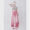 Chic Pink High-Waist Wide-Leg Jeans for Women - Spring/Summer