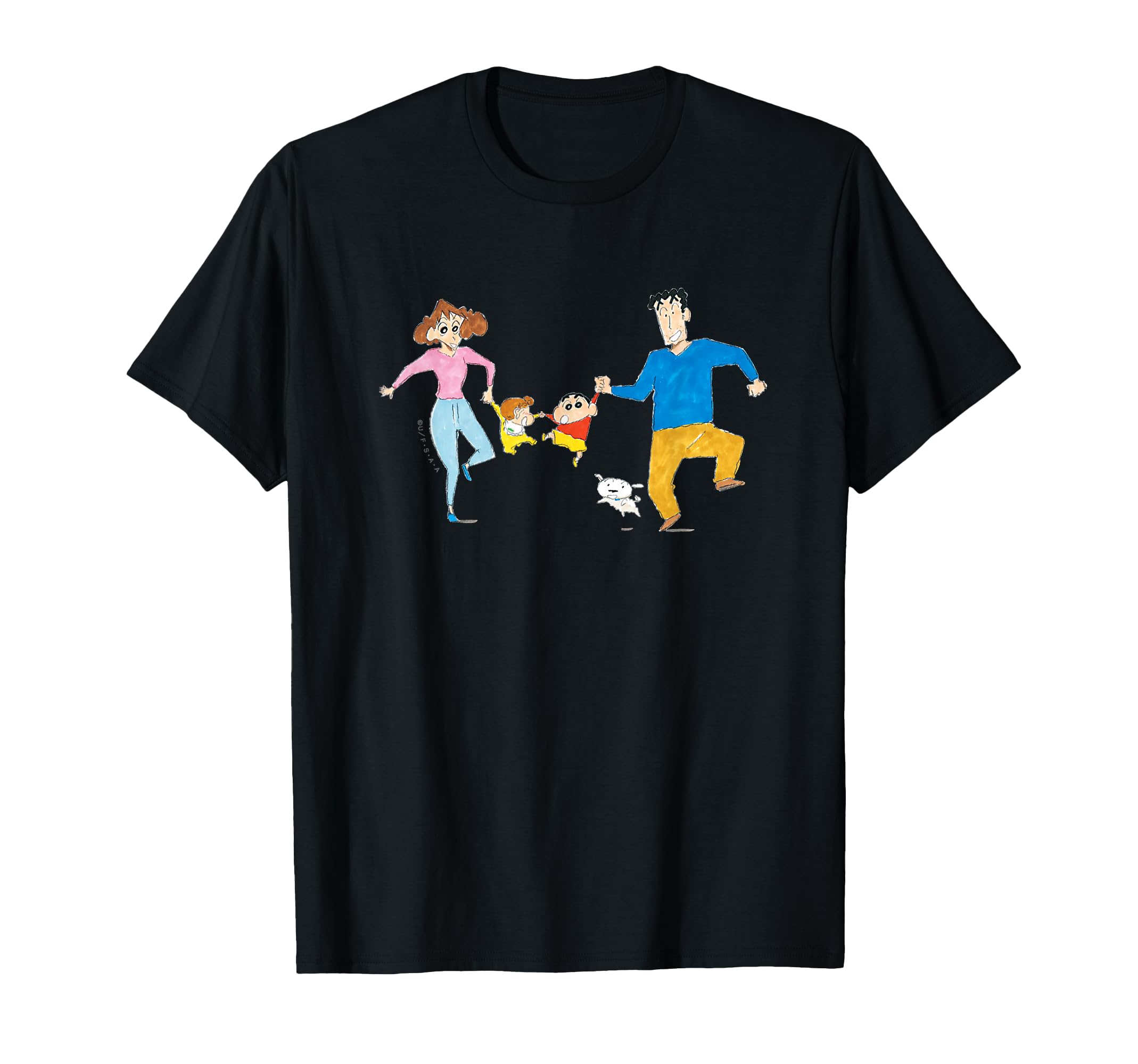 

Семья Crayon идет вместе, держась за руки Футболка Shin-chan чёрный