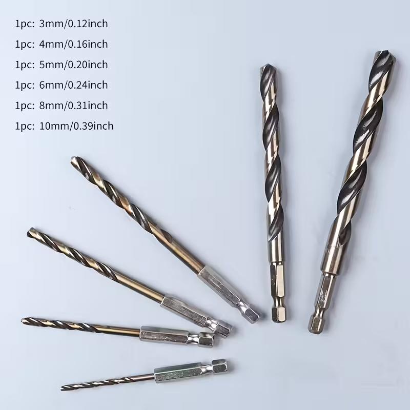 Professional 6 Piece HSS Coated Drill Bit Set with 1/4 Hex Shank Perfect for Cordless Screwdrivers and Various Materials
