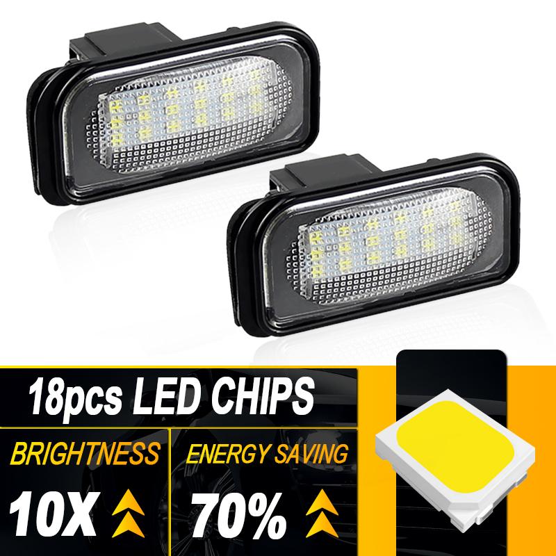 2PCS White Bright 12V 6000K LED License Plate Light For Mercedes Benz 1 W209 C209 coupe 2002-2009 SL R230 convertible