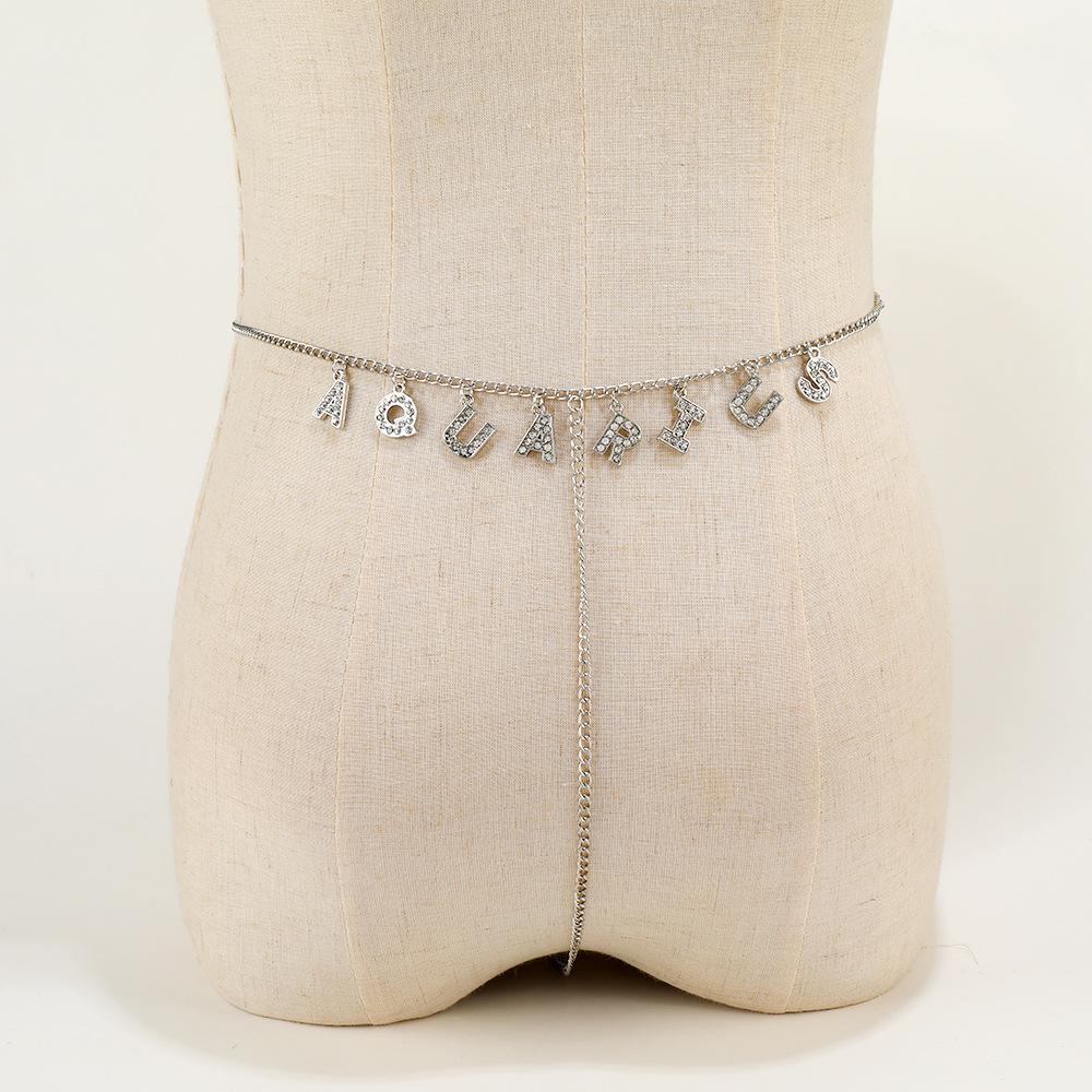 Модная цепочка на талию, многослойная хип-хоп рок-цепочка, многоэлементный алфавитный лоскутный пояс, панк-цепочка для тела
