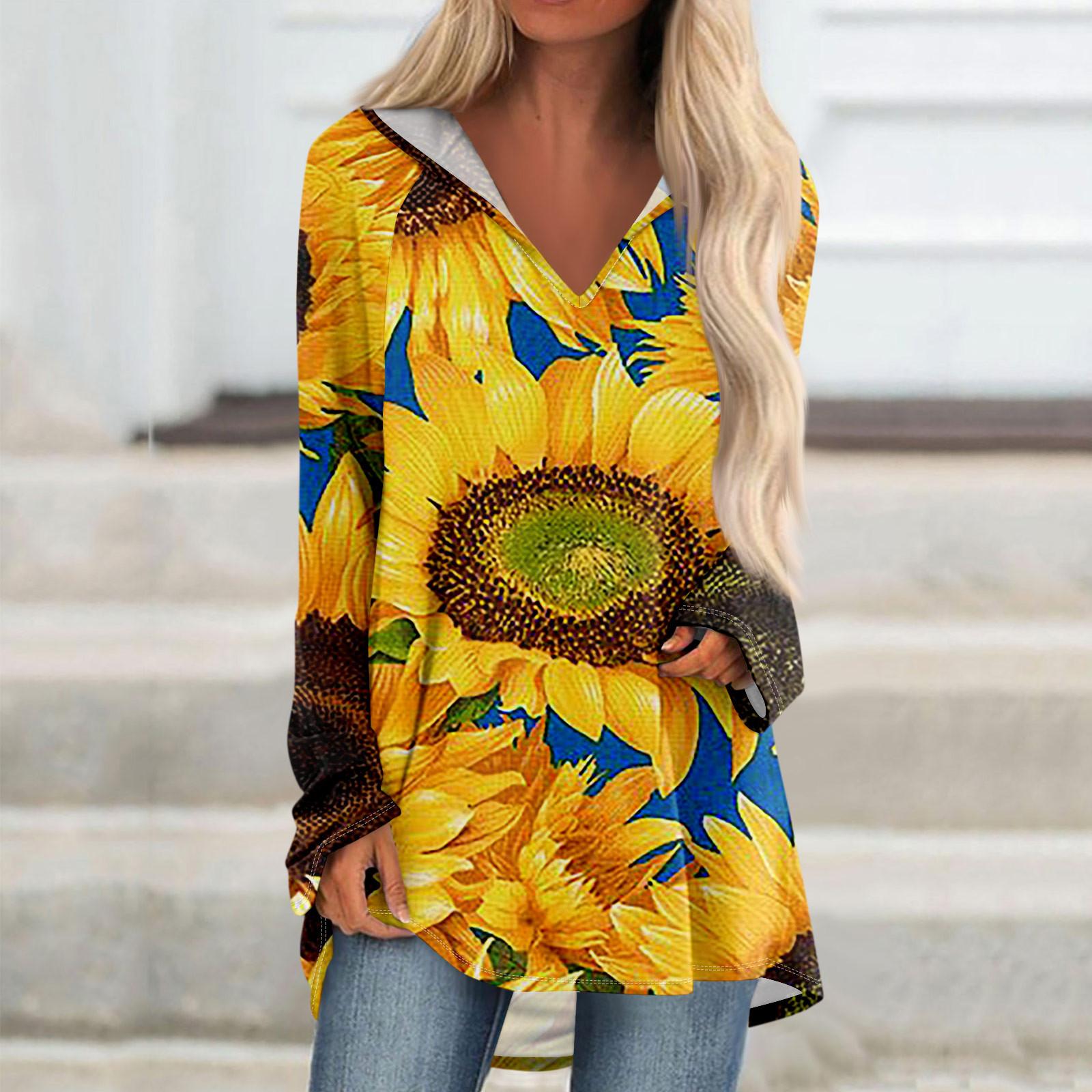 Женские свободные топы с V-образным вырезом и капюшоном с длинными рукавами — фото 7