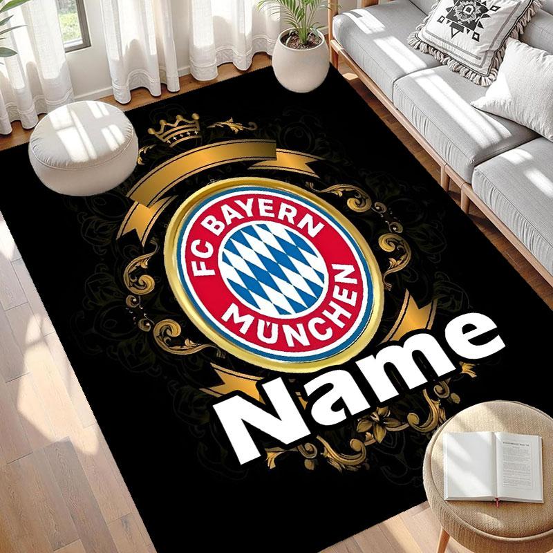 Custom Name Personalized FC Bayern Print Carpet, Versatile Home Decor Rug, for Playroom, Apartment, Balcony, Entryway, Hallway Gift
