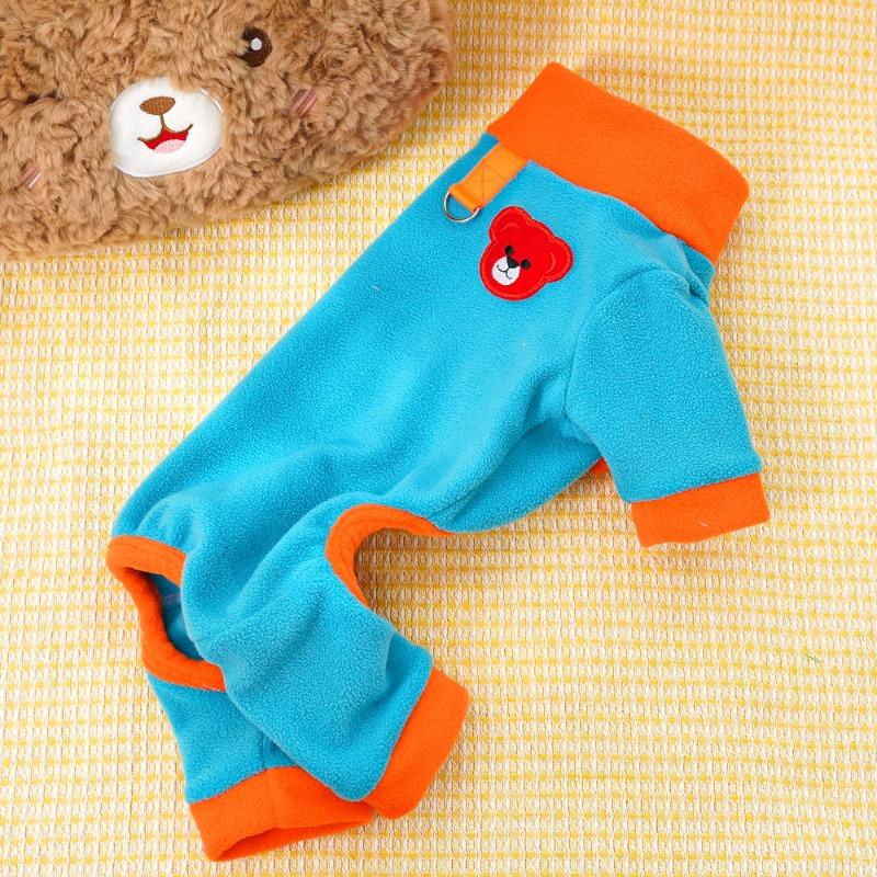 Pet British short, small and medium dog, cat clothes, autumn and winter dog fleece contrasting colors, tractable cat supplies clothing