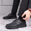 Men's business leather shoes Four seasons fashionable middle-aged dad shoes trendy retro men's lace-up casual leather shoes