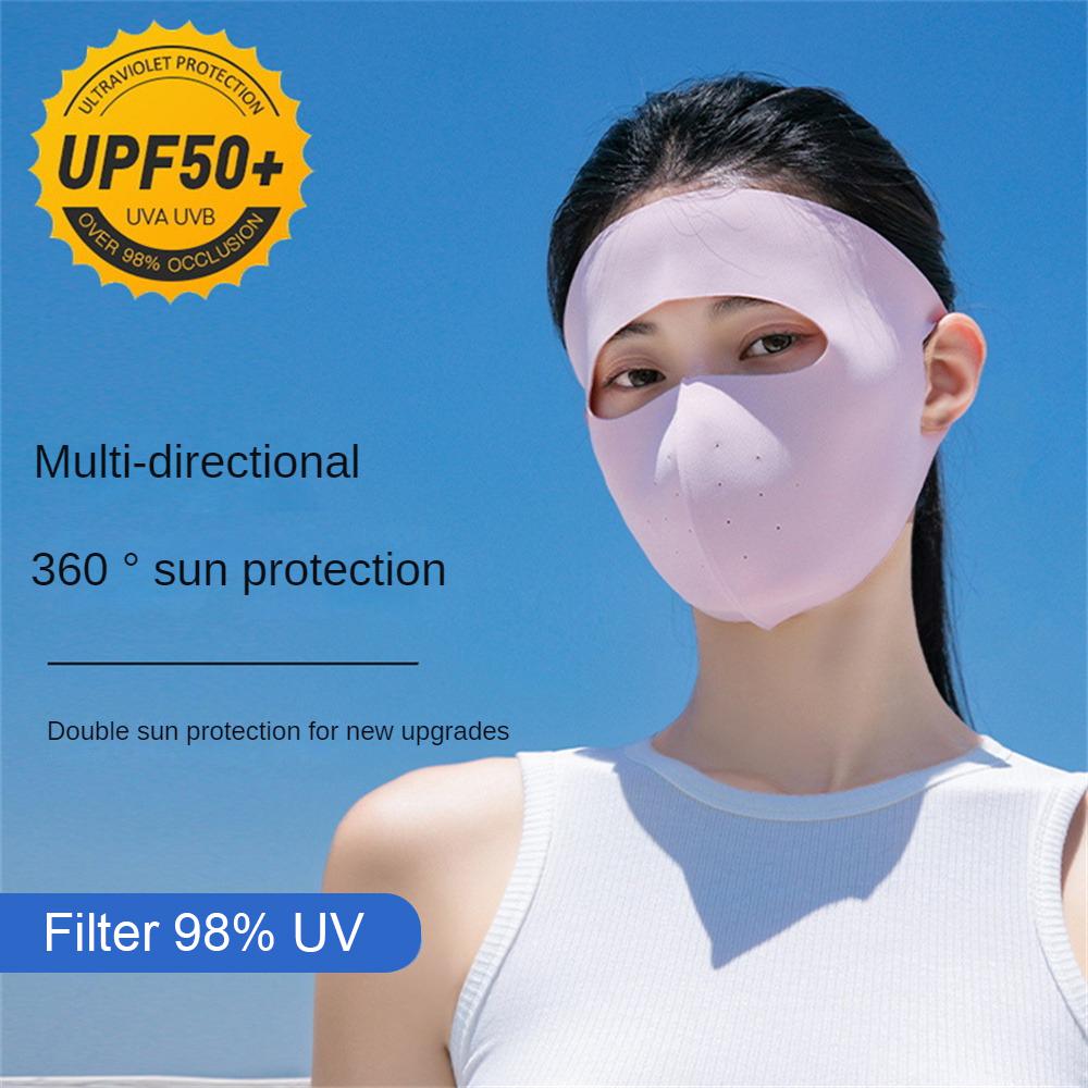 Dünne Kühlende Gesichtsmaske Damen Atmungsaktiv Sonnenschutz UV-Schutz Radfahren Vollgesichtsmaske Sommer Eis Seide Outdoor Strand Sonnenschutz