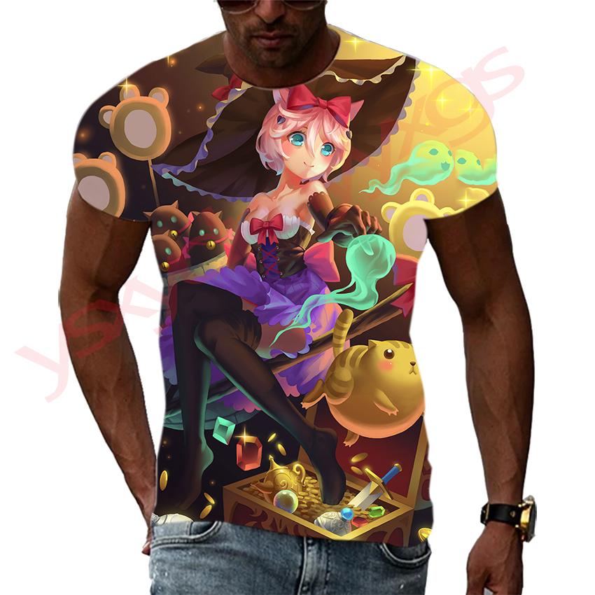 Japanese Cartoon Anime Magic Sexy Witch Men and Women T-Shirt HD 3D Printing Hip Hop Harajuku Tees Round Neck Short Sleeve Tops