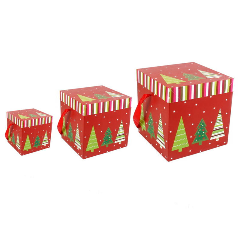 1 PC Square Stackable Christmas Decoration Gift Wrapping Box Foldable Candy Snacks Storage Box with Lids