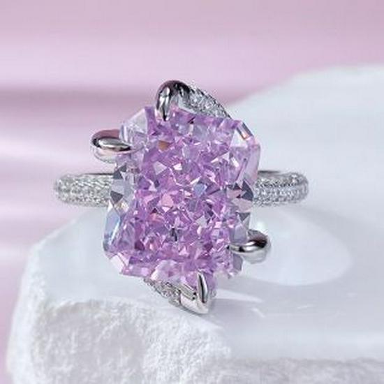 

Ювелирные изделия Xiancan Кольцо из серебра 925 пробы с розовым высокоуглеродистым бриллиантом в оправе «гало» для женщин Size 7