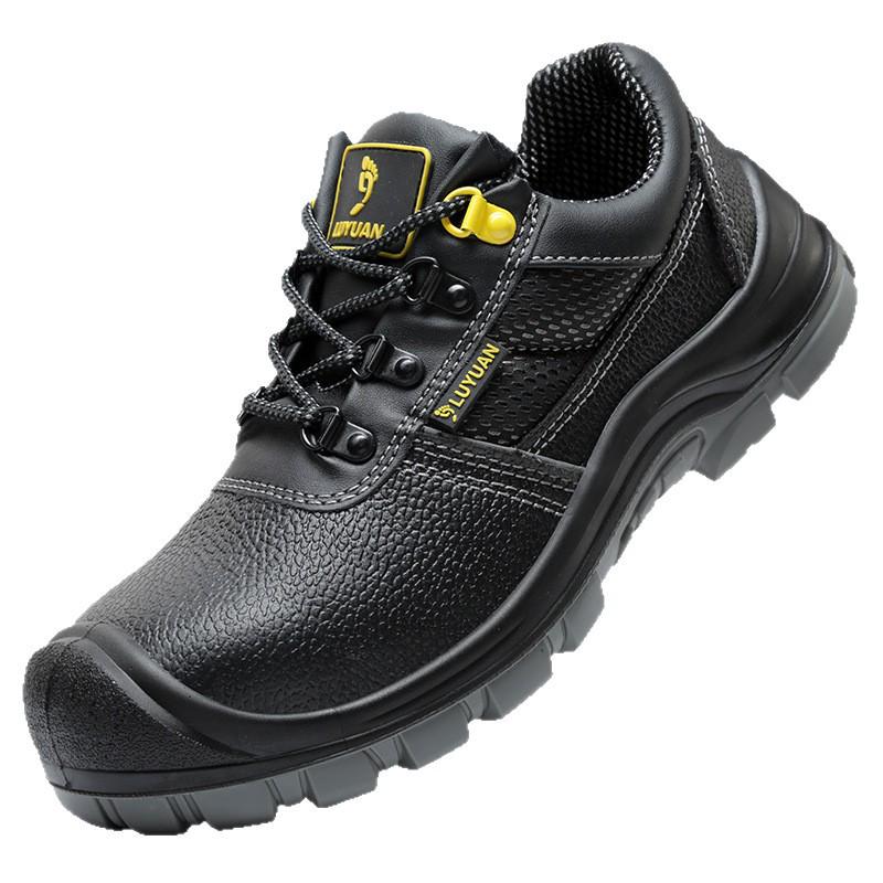 Men's Steel Toe Cowhide Work Shoes - Anti-Smash & Anti-Puncture Protective Footwear for Construction.