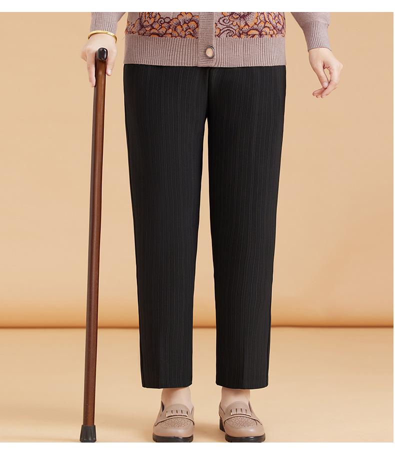 Mom's Plus Velvet Warm Cotton Pants for Middle-Aged and Elderly Women - Large Size, Loose-Fit, Suitable for Spring, Autumn, and Winter.