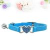 1Pcs Adjustable Cat Collar Heart with Rhinestone Bell Blue for Outdoor Home Sport Travel Pet Kitten Cat Collar