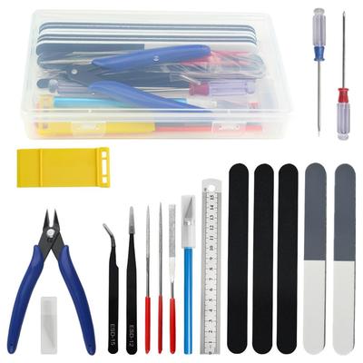 WMYCONGCONG Plastic Model Tool Craft Tool Includes and with Storage Case 18-Piece Set, Beginner's Set, Tweezers, Files, Penknives, Screwdrivers,