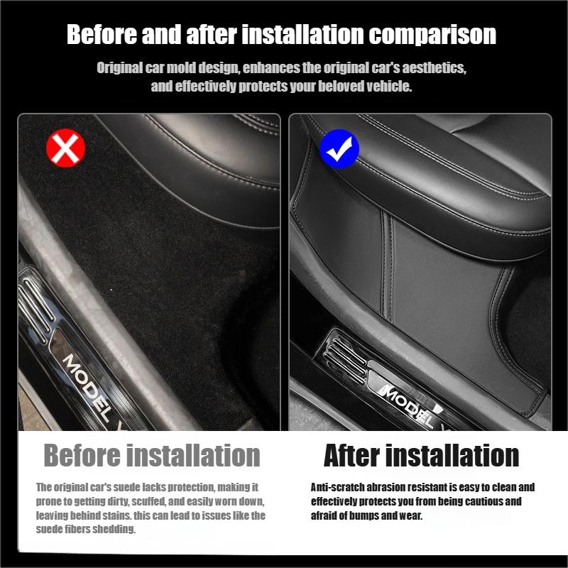 Anti Scratch Threshold Protection Guard Strip For Model Y Microfiber Leather Car Door Sill Protector Set Kick Pad Interior