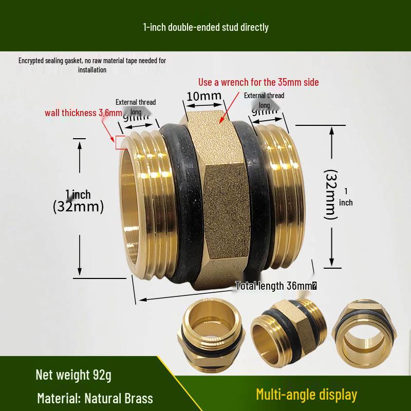 Copper Union with Inner/Outer Threads, Double Inner Thread Water Heater Connector Tee/Elbow Nipple, 46mm & 1" Thread, Different Diameters.