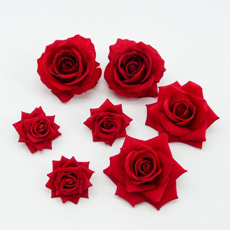 Velvet Rose Simulation Head for Wedding Display and Decoration – Silk Flower Arch & Brooch Decor.