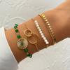 Charm Beach Vacation Style Fashionable Daily Wear 4pcs/set Bead Acrylic Stackable Women'S Bracelet Wedding Party Jewelry Gift