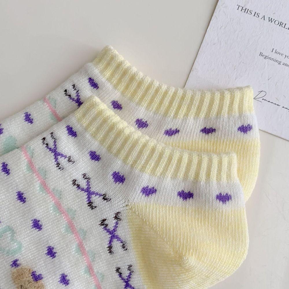 5Pairs Ins Style Sweet Ankle Socks Breathable Socks Women Soft Heart Short Socks  Streetwear