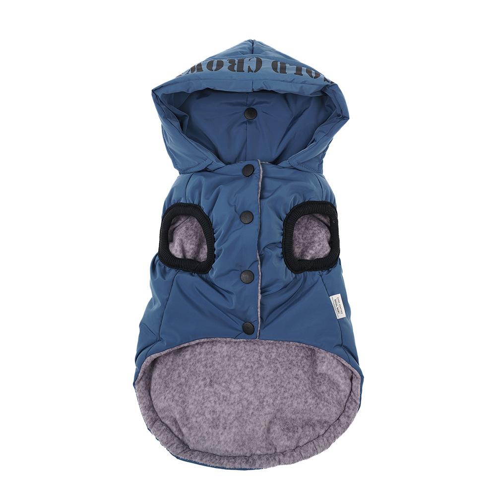 

New pet dog clothes warm and thickened autumn and winter dog clothes cold and windproof hooded cotton clothes pet clothes S озеро синий