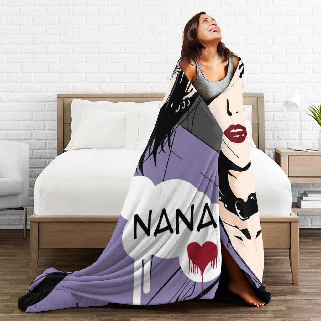 Nana Osaki Anime Knitted Blanket Flannel Japanese Classic Anime Lightweight Thin Throw Blanket for Home Couch Bedspread