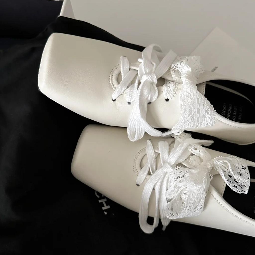 Sheepskin Version~ Genuine Leather French Mary Jane Small Leather Shoes Niche Square Head High-end Lace-up White Thick Heel Single Shoes Women