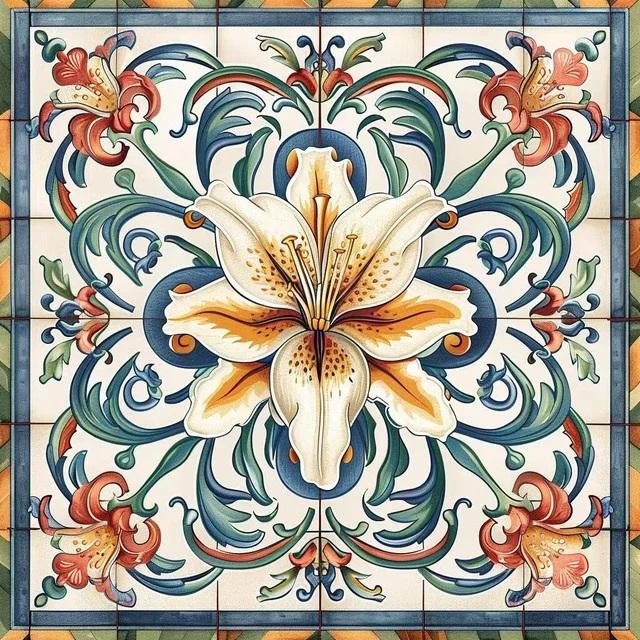 5D Diy Diamond Painting Colorful Mandala White Lily Flower Cross Stitch Full Square Round Picture Mosaic Rhinestones Embroidery