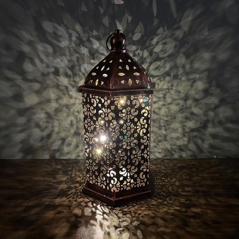Middle East Arab Vintage Iron Art LED Lanterns Hanging Lamp Hollowed Out Metal LED Hanging Lighting for Home Decors