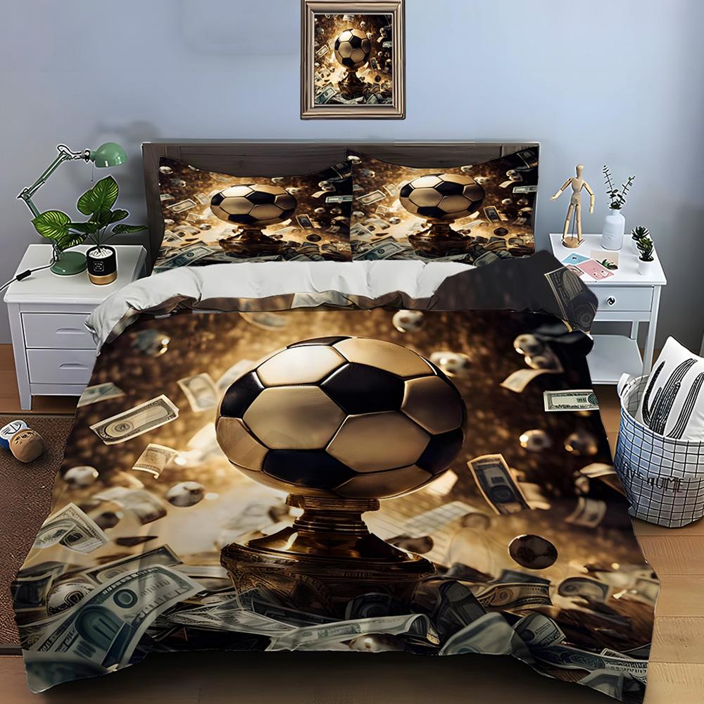 Football Print Bedding Set Sports Enthusiast Duvet Cover 1 Duvet Cover 2 Pillowcases Adult And Children Bedding Set Luxury Gifts