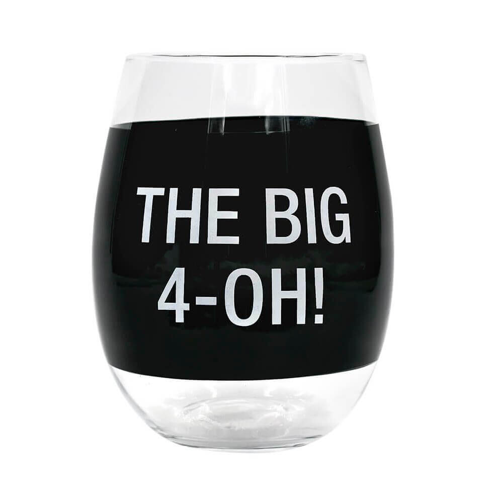 Say What Wine Glass (Black) (The Big 4-Oh!)