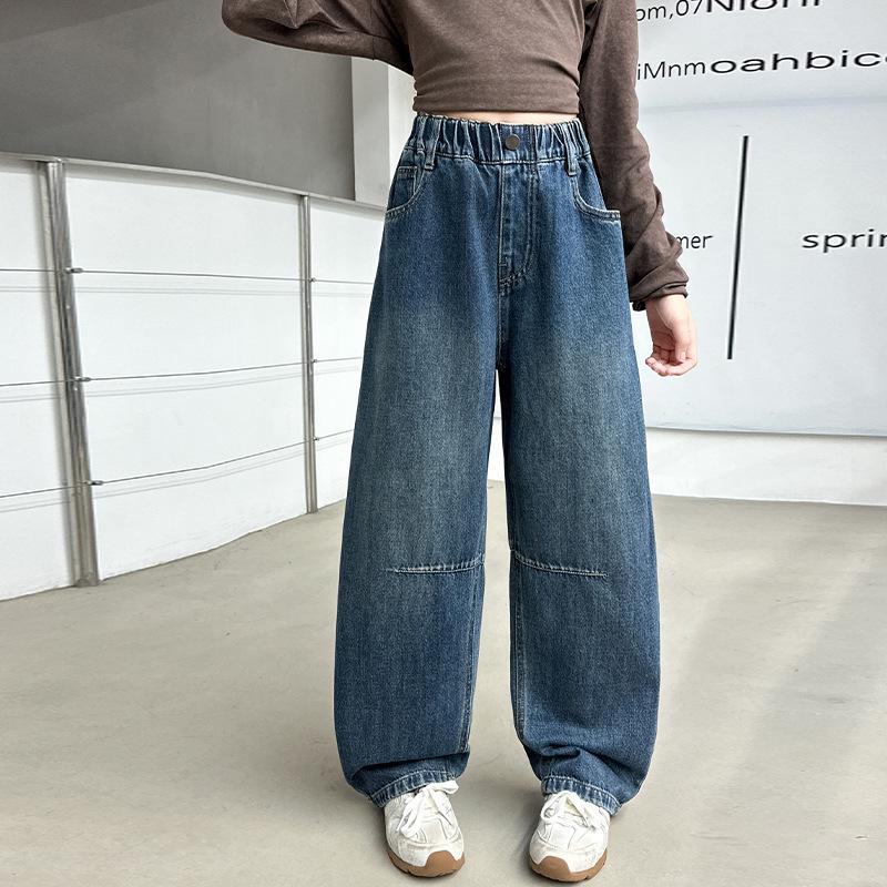 

Girls Autumn/Winter 2025 Korean-Style Scimitar Jeans - Casual Long Pants for Big Girls & Middle School Students 150 cm