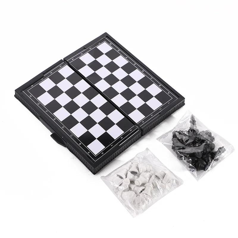 Mini Magnetic Chess Set Folding Magnetic Plastic Chessboard Board Game Portable Kid Education Toy Portable Outdoor Strategy Game