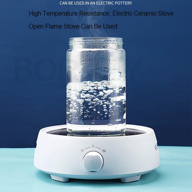 BORREY Big Teapot Heat-Resistant Teapot Flower Tea Kettle Clear Glass Ice Cube Fruit Juice Container Teapot Cool White Kettle