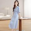 Women's Summer French Striped Shirt Dress - Elegant Long Style, College-Inspired, Absolutely Stunning