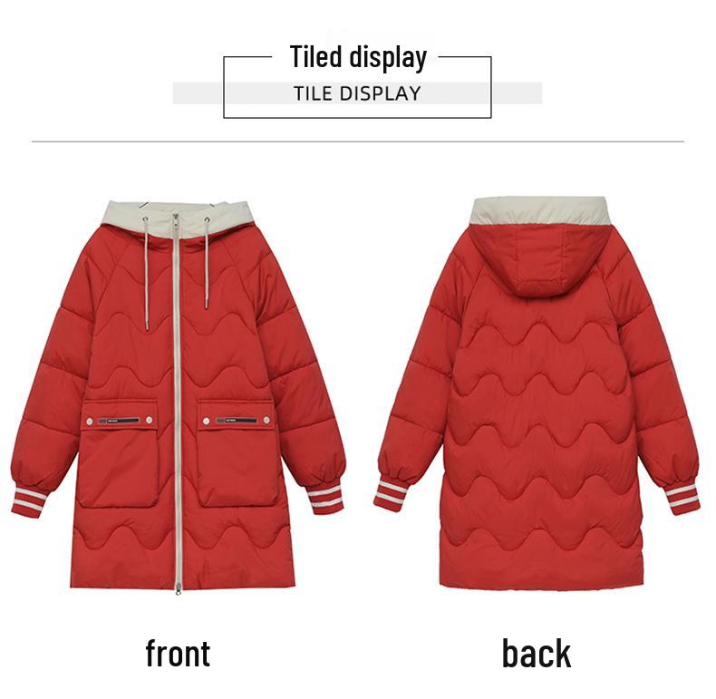 Women's Plus Size Hooded Cotton Jacket - Winter 2023, Mid-Length, Thickened, Loose Fit Outerwear