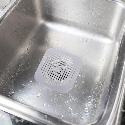 4Pcs Kitchen Floor Drain Silicone Strainer Square Sink Hair Catcher Non-Clogging Bathroom Floor Hair Catcher Cover Shower Drain