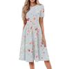Abito Midi Casual da Donna alla Moda con Scollo Rotondo e Maniche Corte con Stampa Floreale